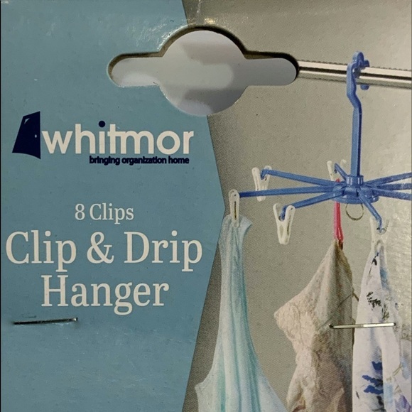 Clothes Drying Hangers Set of 3 Foldable Whitmor 8 Clip and Drip Hangers - Picture 2 of 6